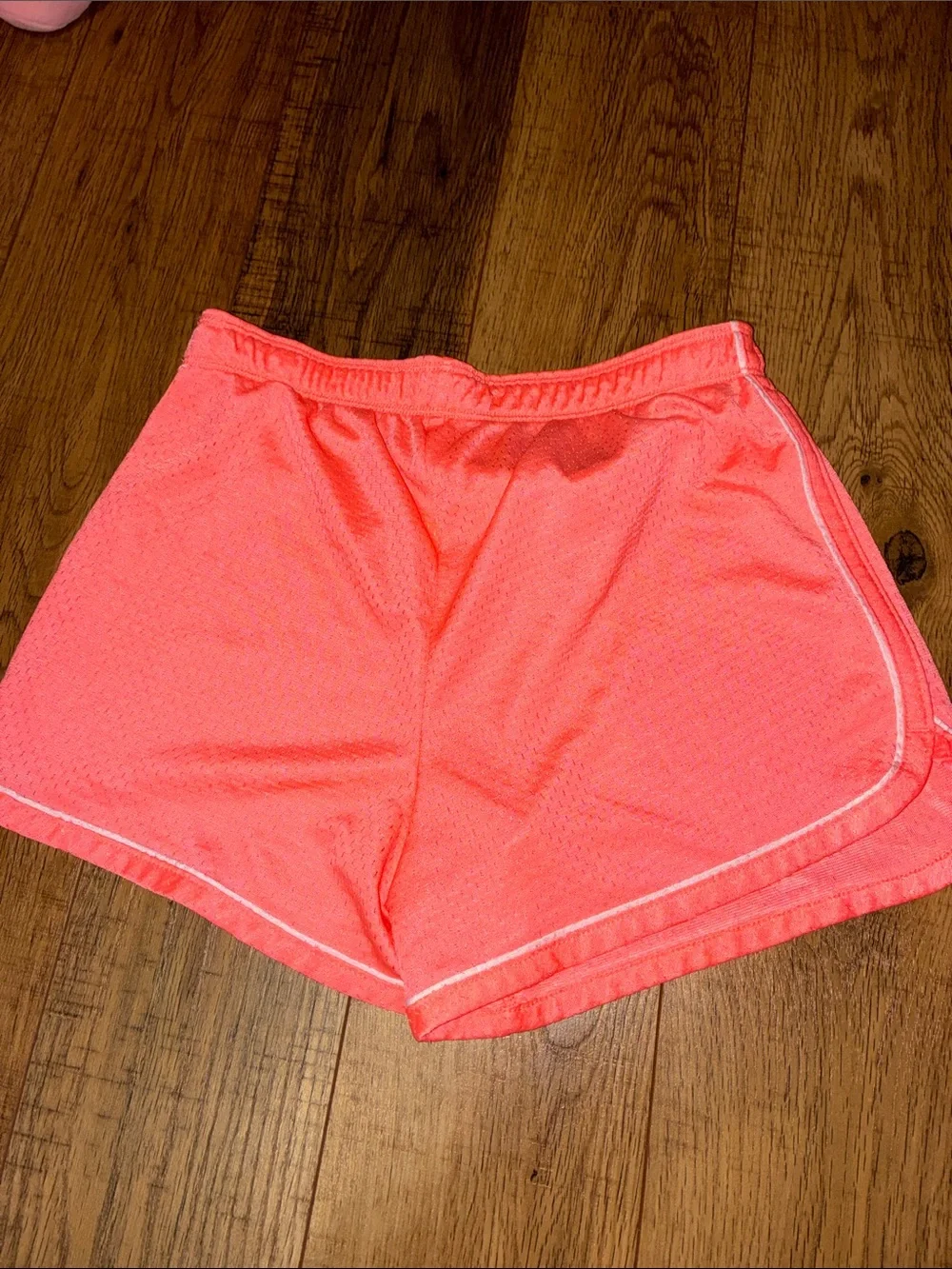 Justice Coral Pink Kids Athletic Mesh Shorts with Contrast Piping